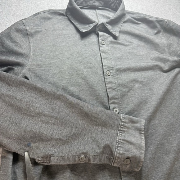 Lululemon Shirt‎ Men Medium Gray Black Dress Athleisure Preppy *flaw - Picture 7 of 7